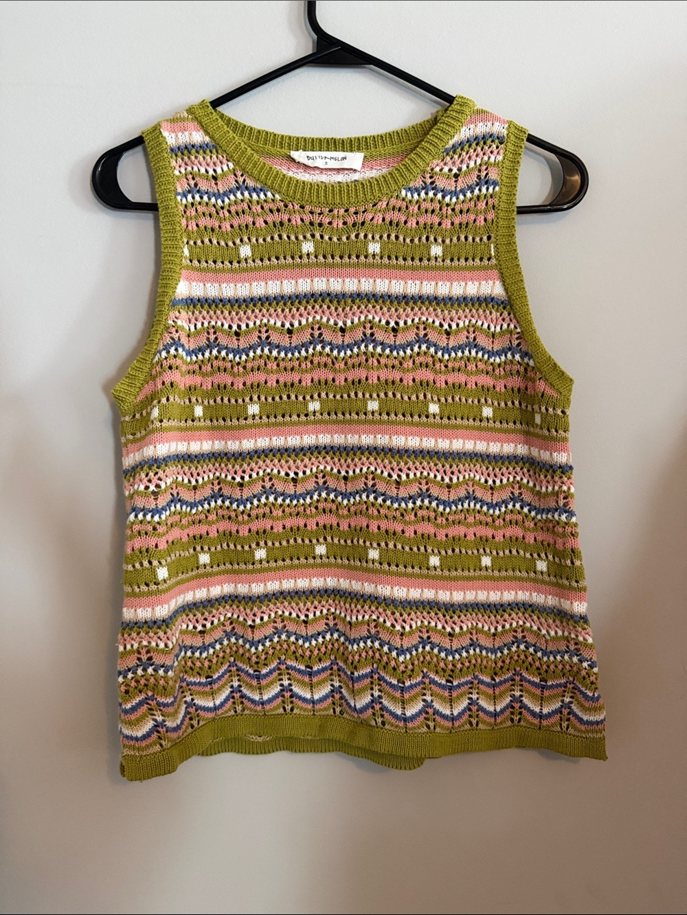 Sleeveless Knit Tank Top in Olive Multi – Unknown Brand